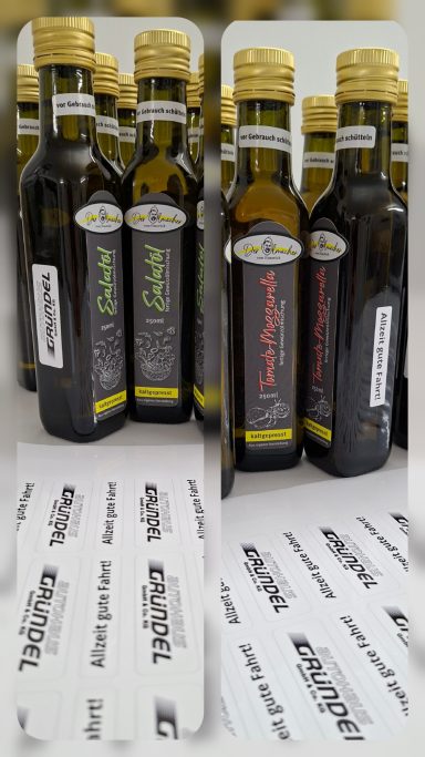 Salatöl und Tomate- Mozzarellaöl 